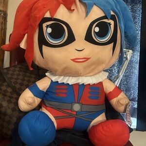 Plush Harlequin Doll in Red & Blue - Soft Kids Stuffed Toy